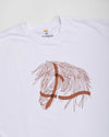 Horse Face Embroidery Oversized White T-Shirt