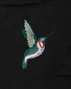 Humming Bird Wildlife Embroidery Oversized Black T-Shirt