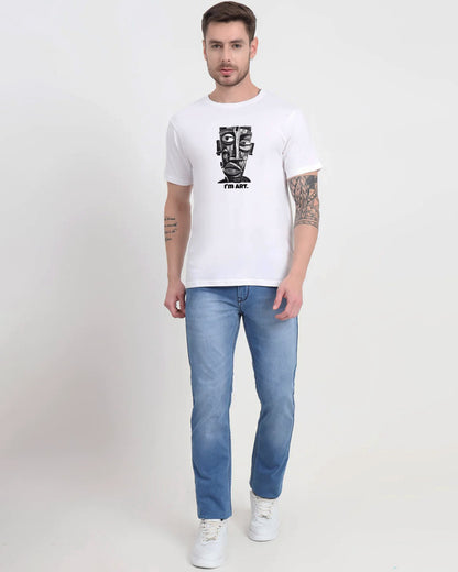 I m Art White Printed T-shirt Order Now!