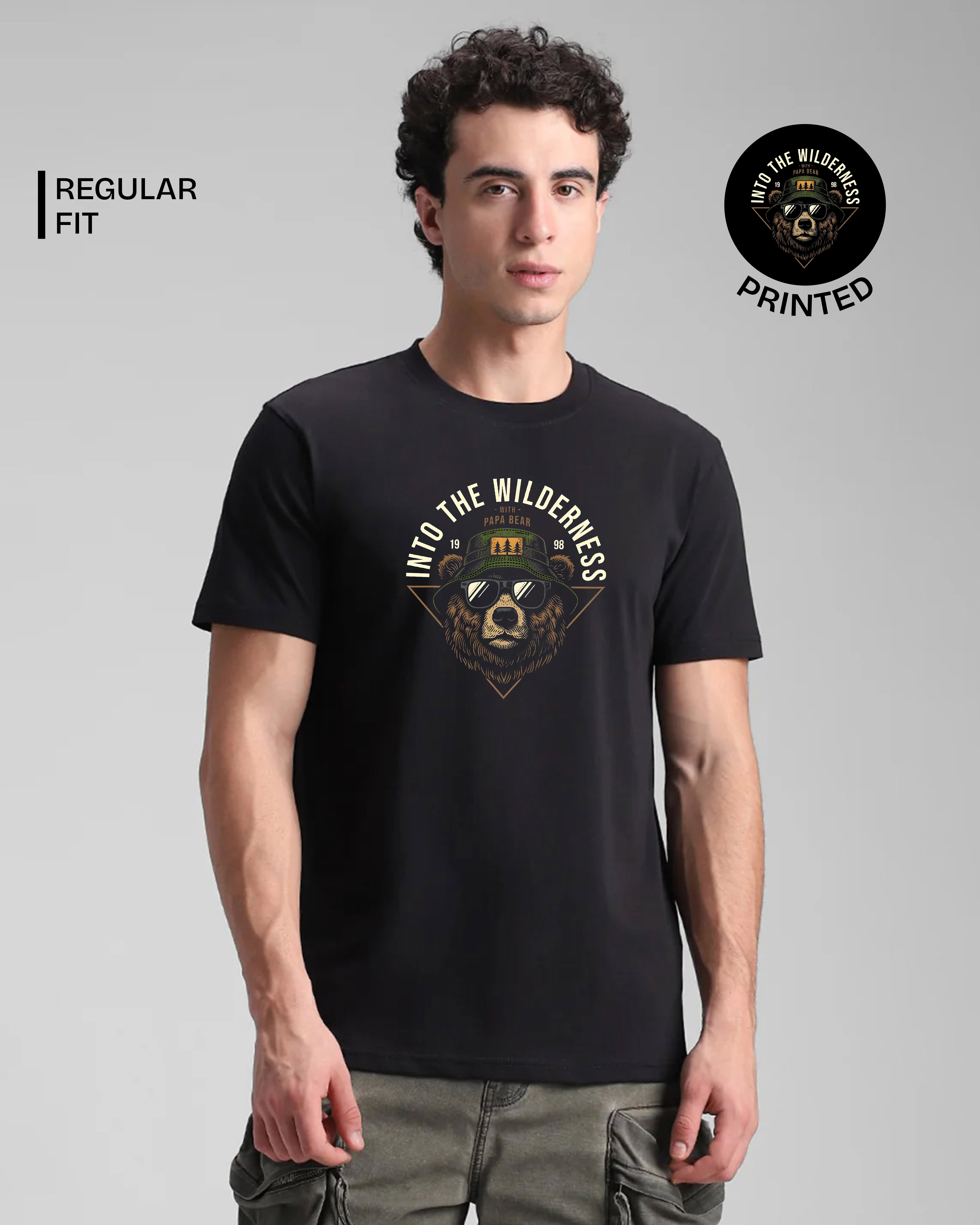 Into The Wilderness Black Printed T-shirt Web