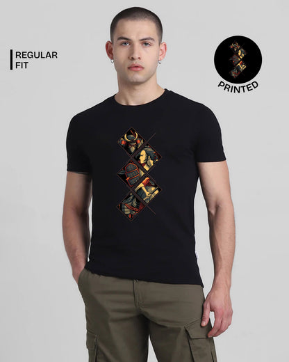 Japanese Samurai Black Printed T-shirt Web