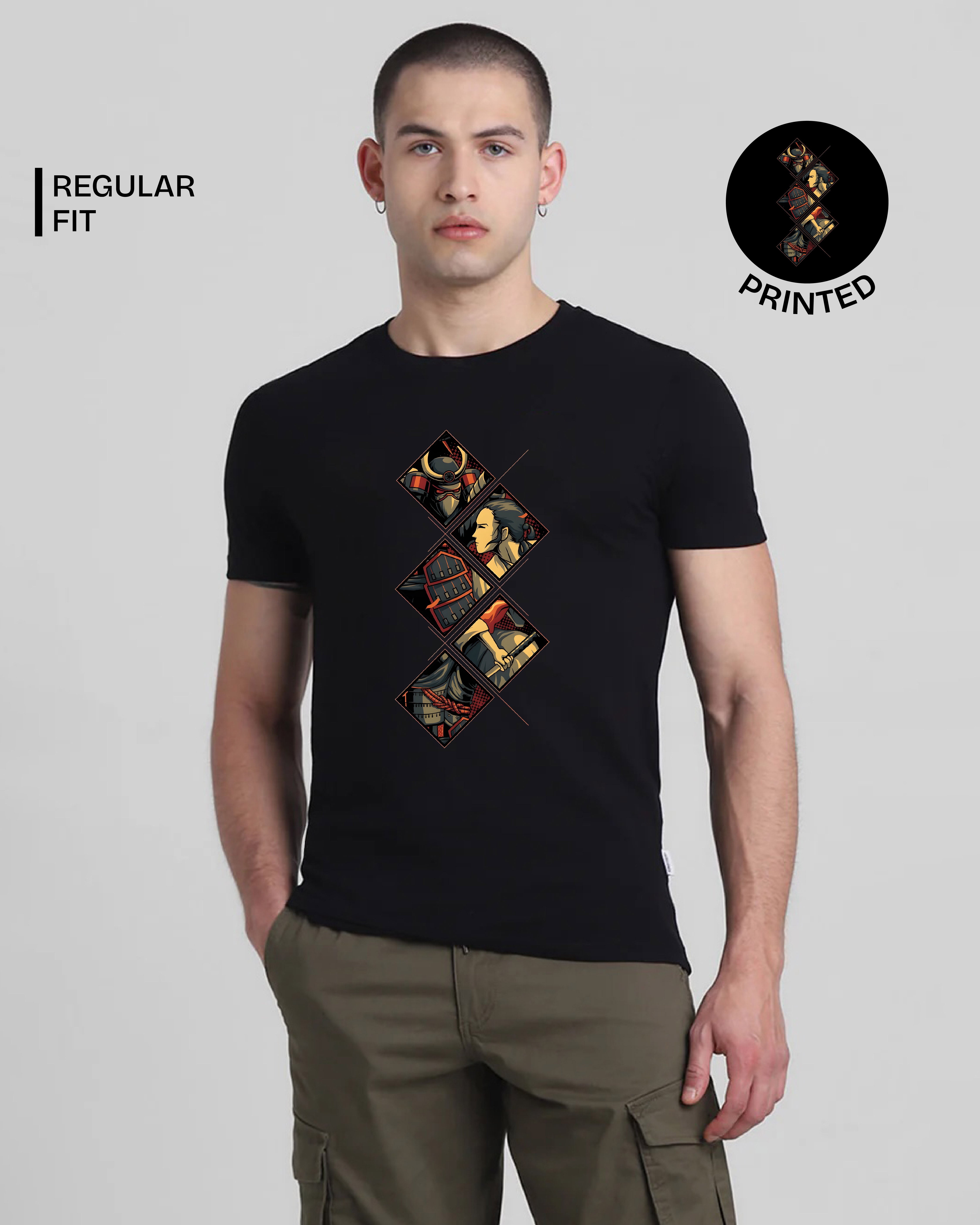 Japanese Samurai Black Printed T-shirt Web