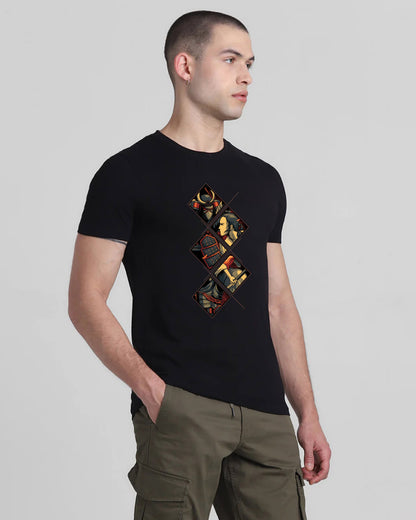 Buy Japanese Samurai Black Printed T-shirt