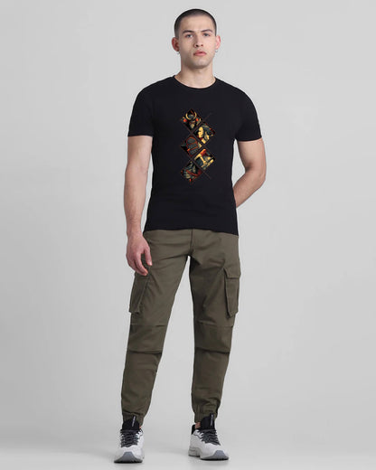 Japanese Samurai Black Printed T-shirt Order Now