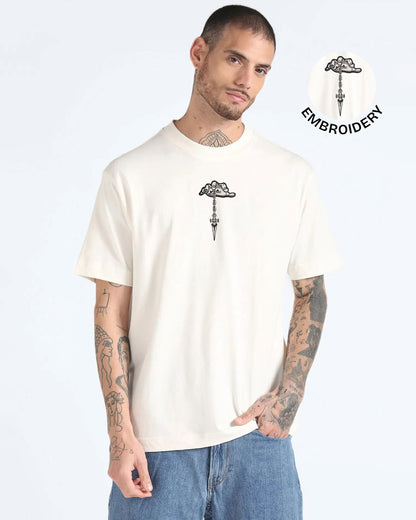 Judgment Chain Embroidery Off White Oversized T-Shirt