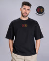 Karma Chakra Embroidery Black Oversized T-Shirt