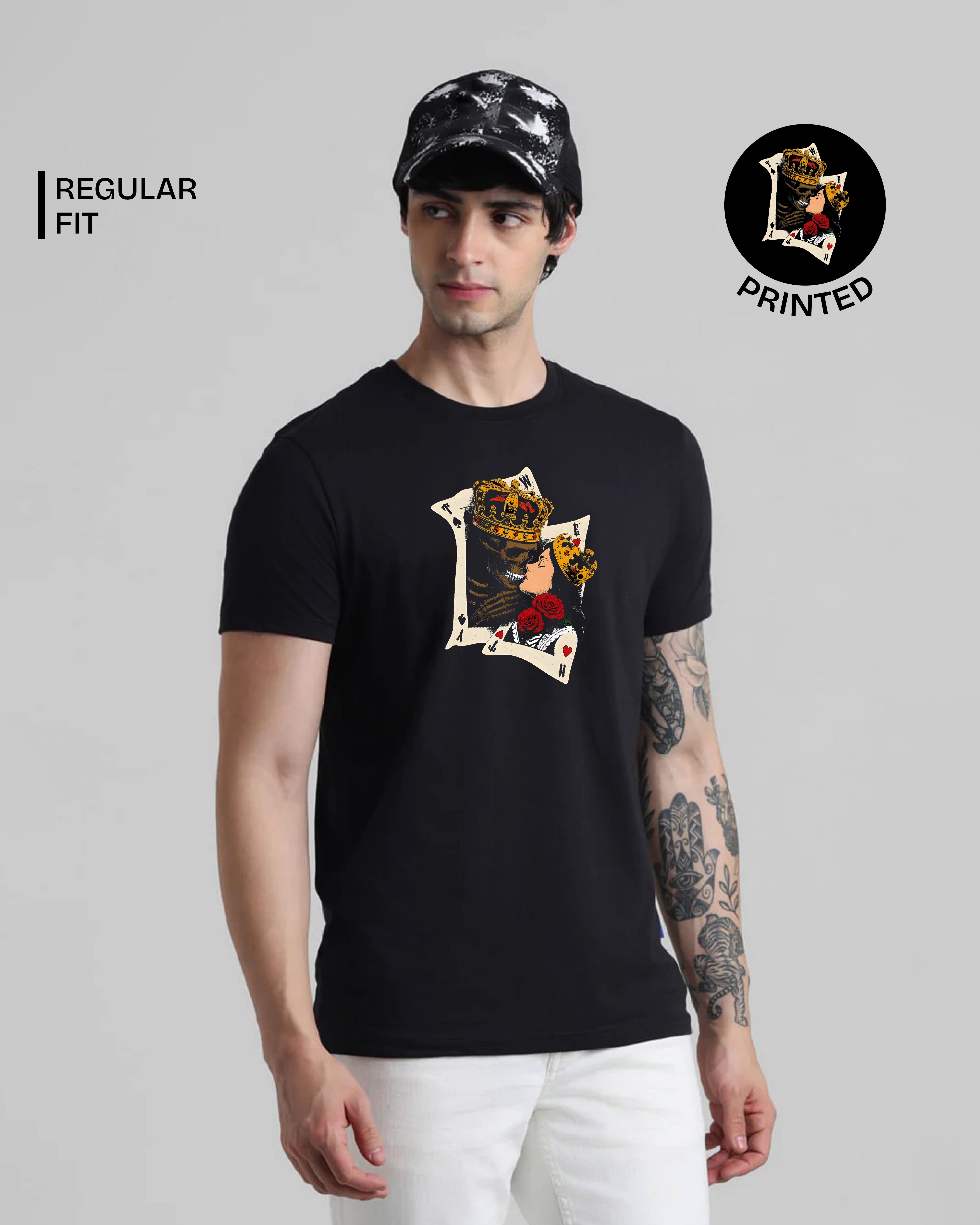 King Of Hearts Black Printed T-shirt web