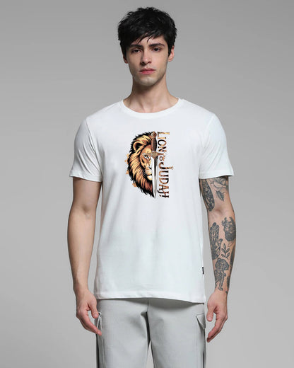 Shop Lion of Judah White Printed T-shirt