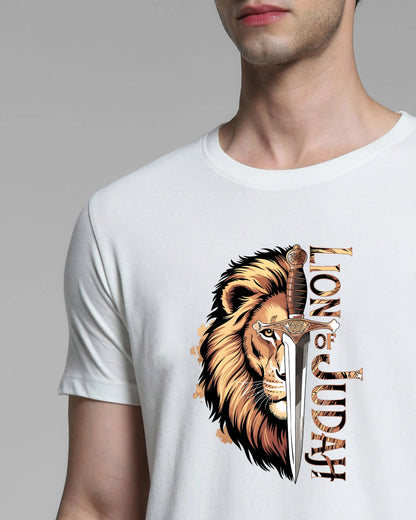 Lion of Judah White Printed T-shirt