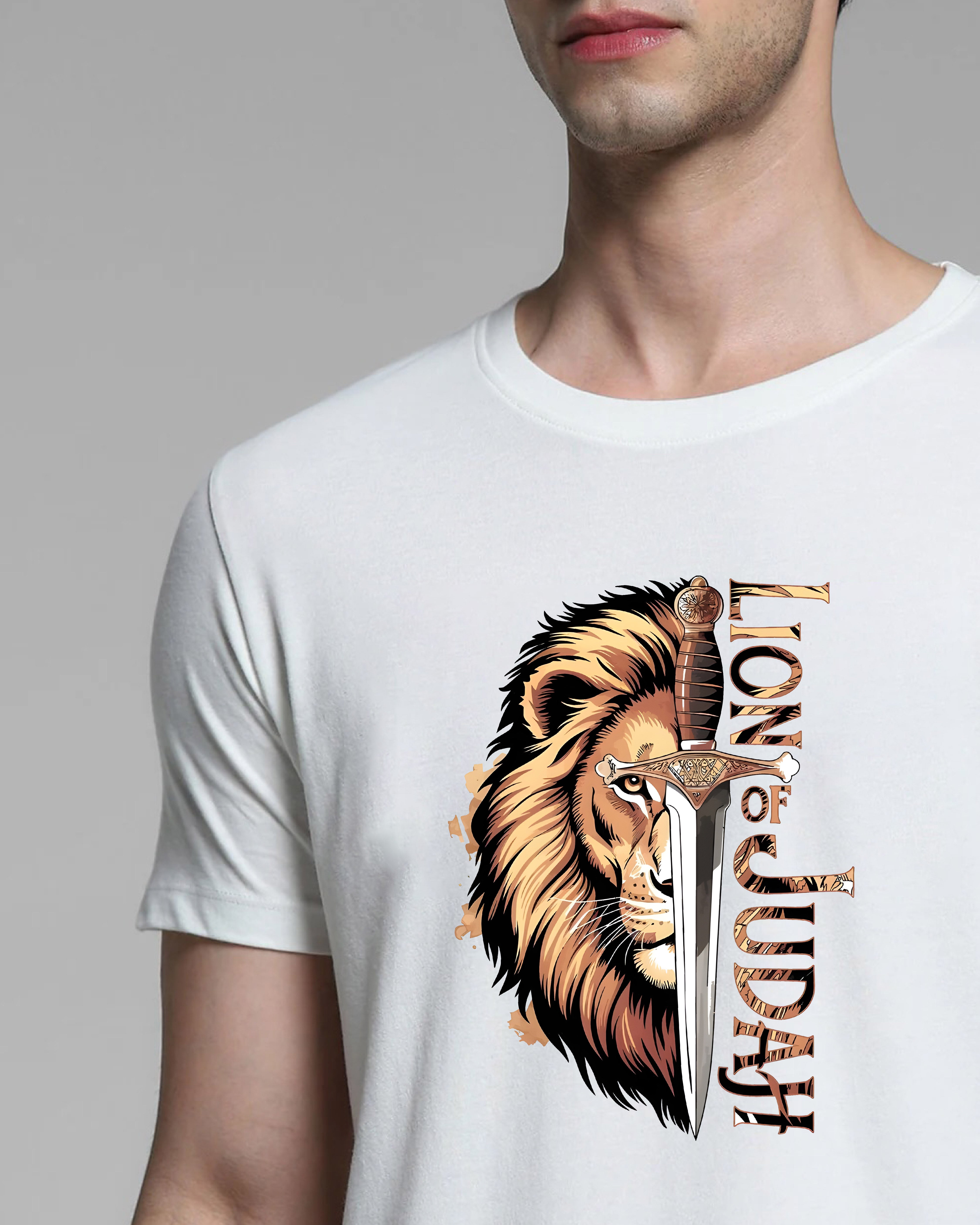 Lion of Judah White Printed T-shirt