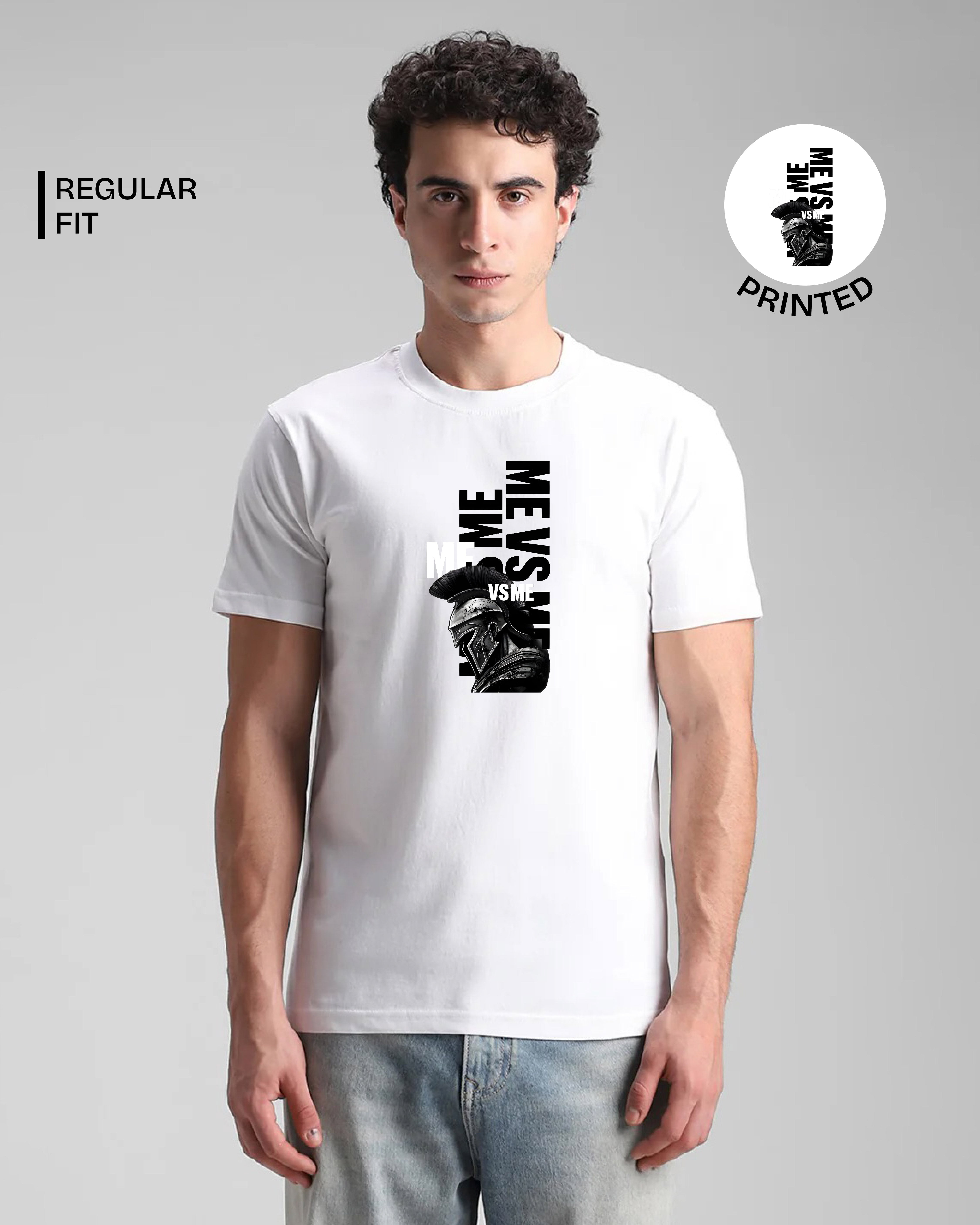 ME vs ME White Printed T-shirt web