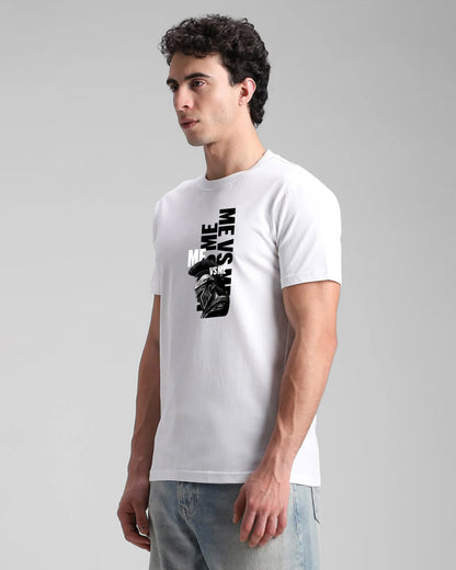 ME vs ME White Printed T-shirt
