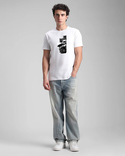 ME vs ME White Printed T-shirt at Styssor