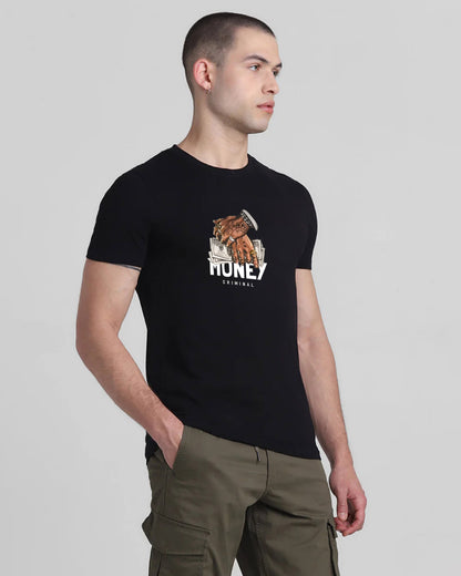 Shop Money Criminal Black Printed T-shirt
