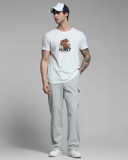 Money Criminal White Printed T-shirt at Styssor