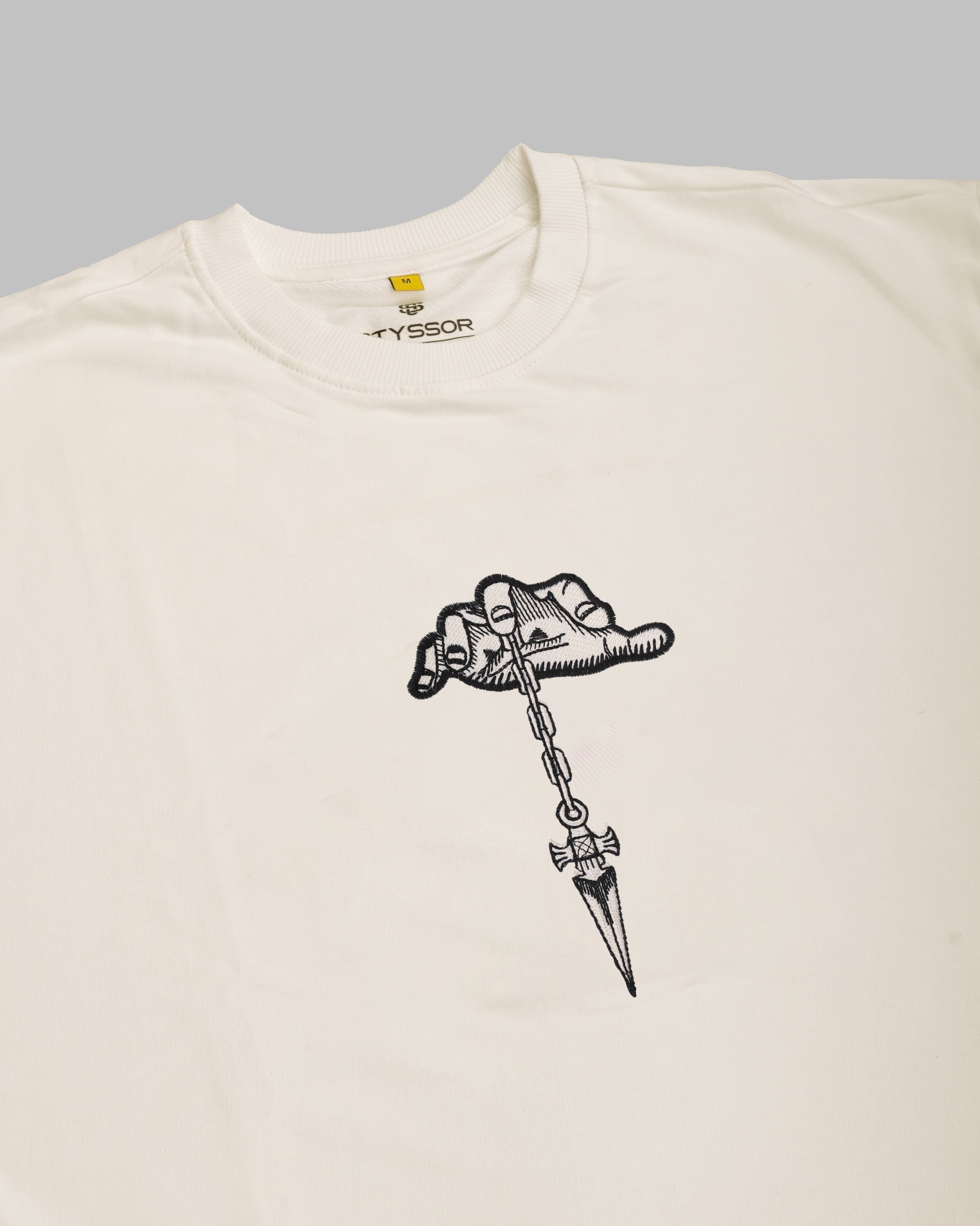 Judgment Chain Embroidery Off White Oversized T-Shirt