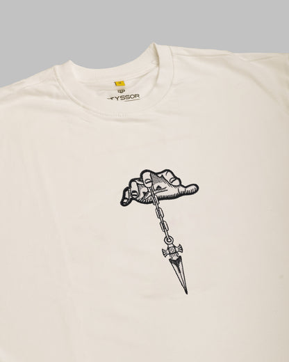 Judgment Chain Embroidery Off White Oversized T-Shirt