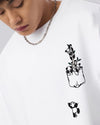Panda Pocket Embroidery White Oversized T-Shirt