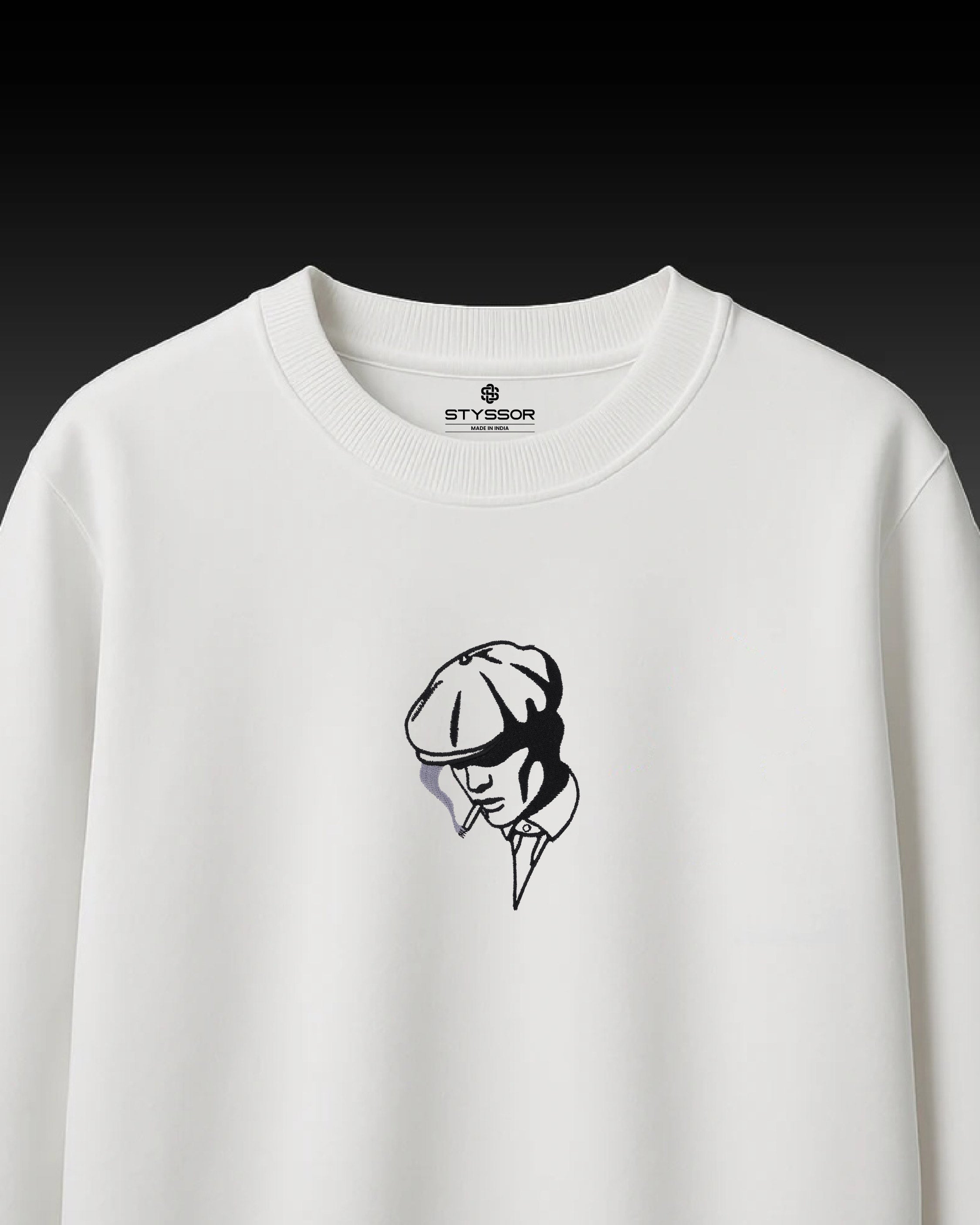 Peaky Blinders Embroidery White Oversized T-Shirt2