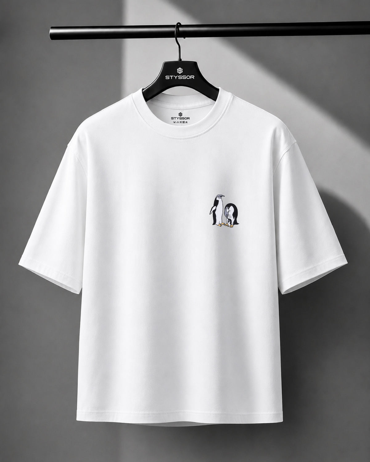 Penguin Wildlife Embroidery Oversized T-Shirt