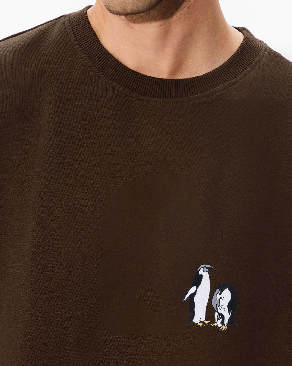 Penguin Wildlife Embroidery Oversized T-Shirt