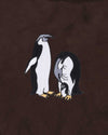 Penguin Wildlife Embroidery Oversized Brown T-Shirt