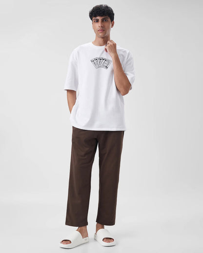 Playing Card Embroidery White Oversized T-Shirt Order Now!