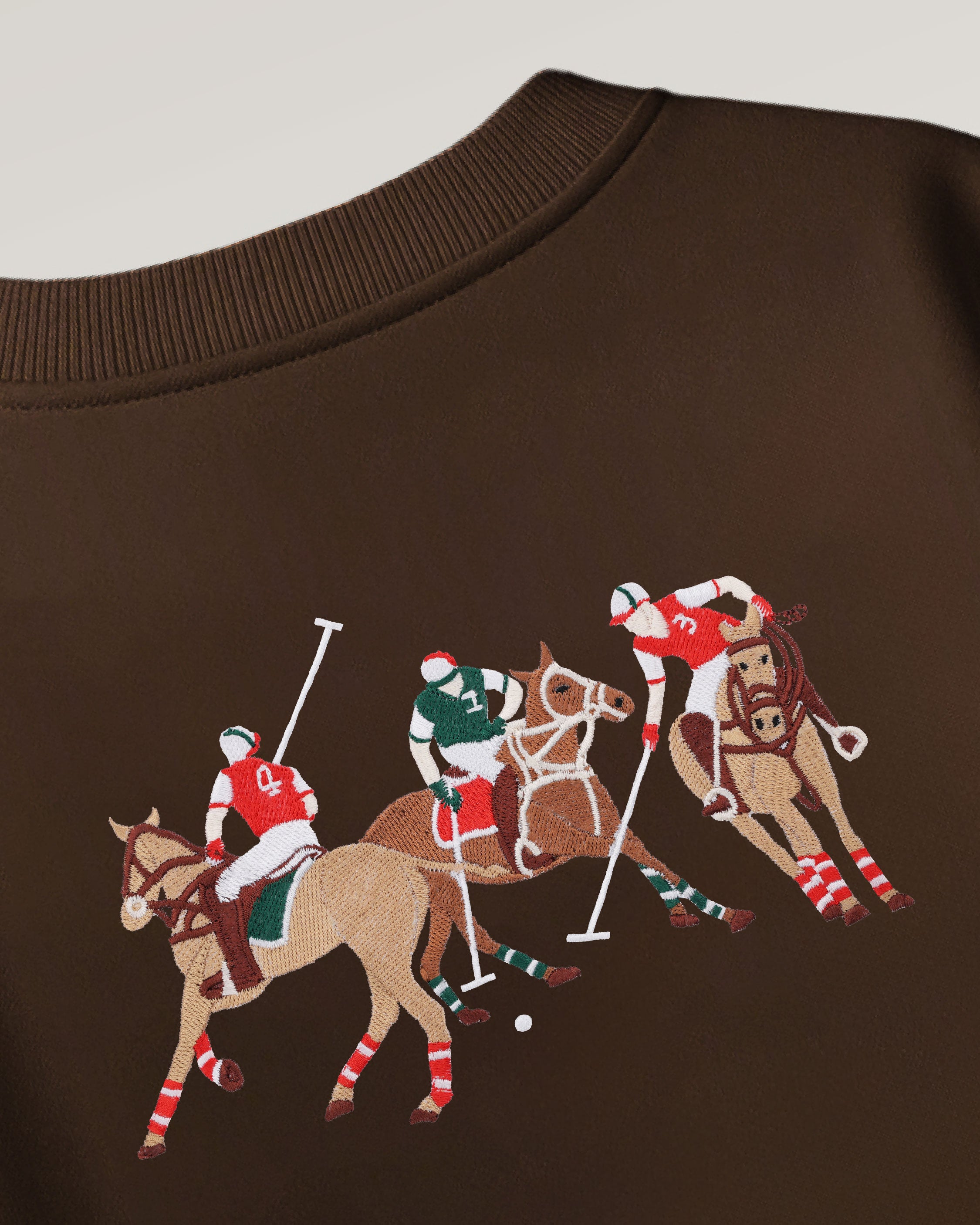 Polo Horse Embroidery Brown Oversized T-Shirt