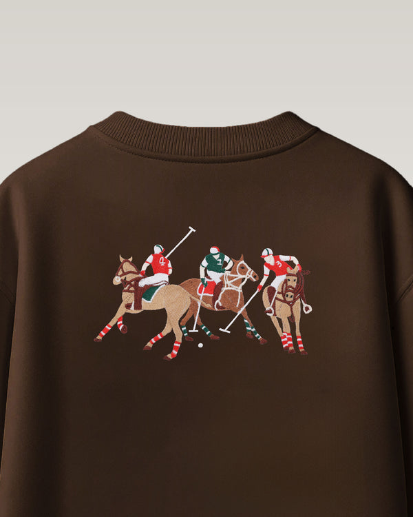 Polo Horse Embroidery Brown Oversized T-Shirt