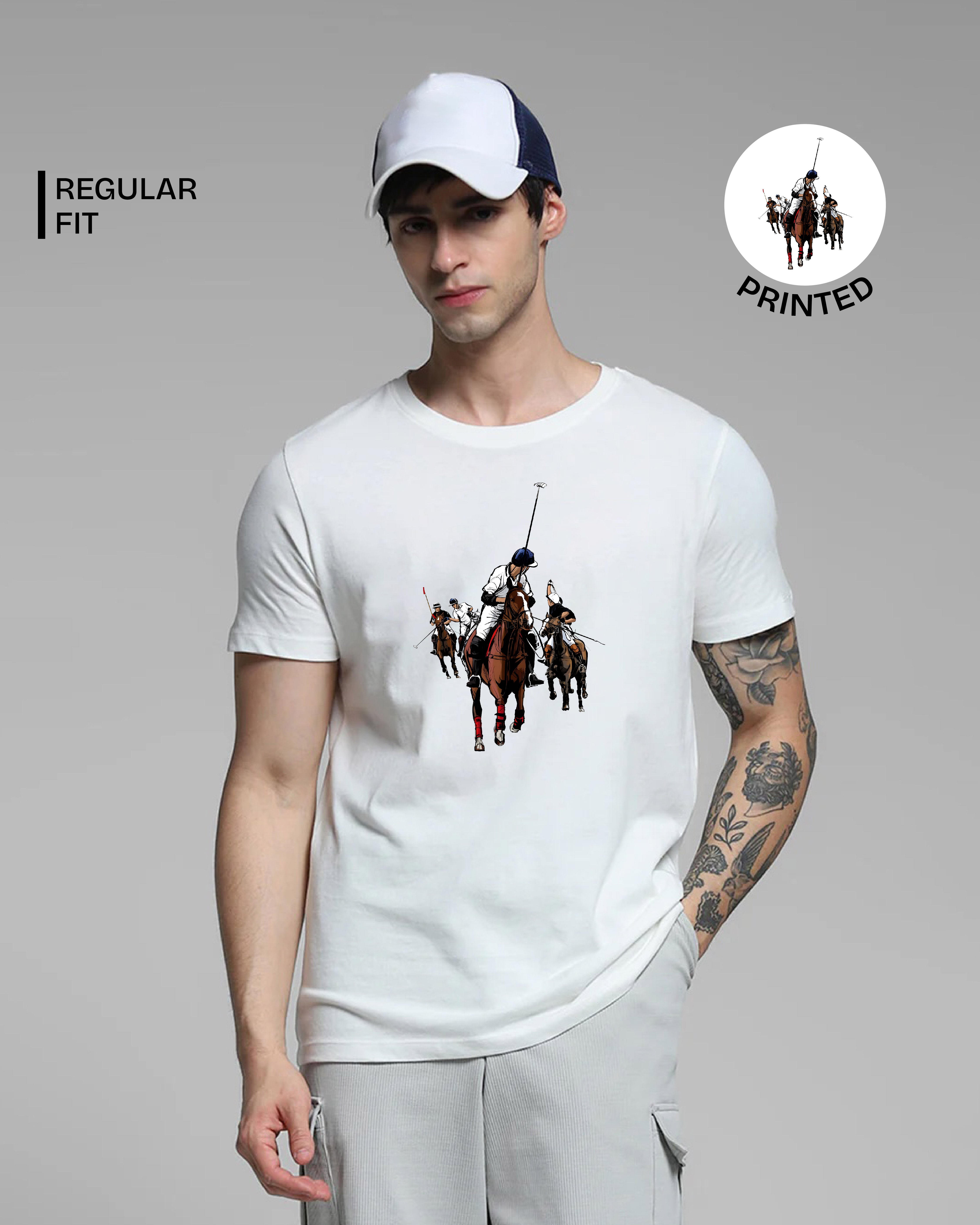 Polo Player White Printed T-shirt web