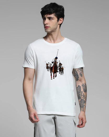 Polo Player White Printed T-shirt