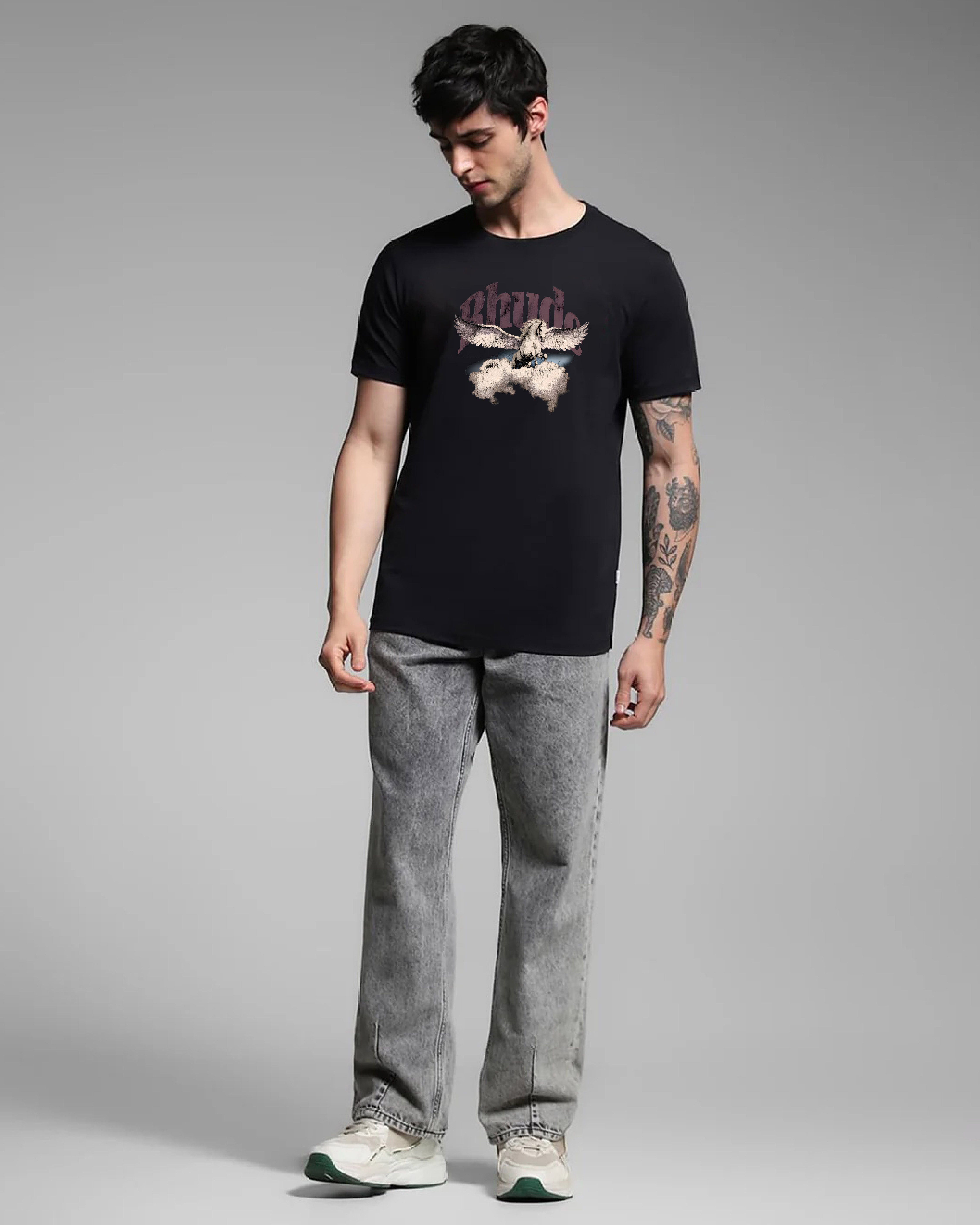 Rhude Black Printed T-shirt Order Now