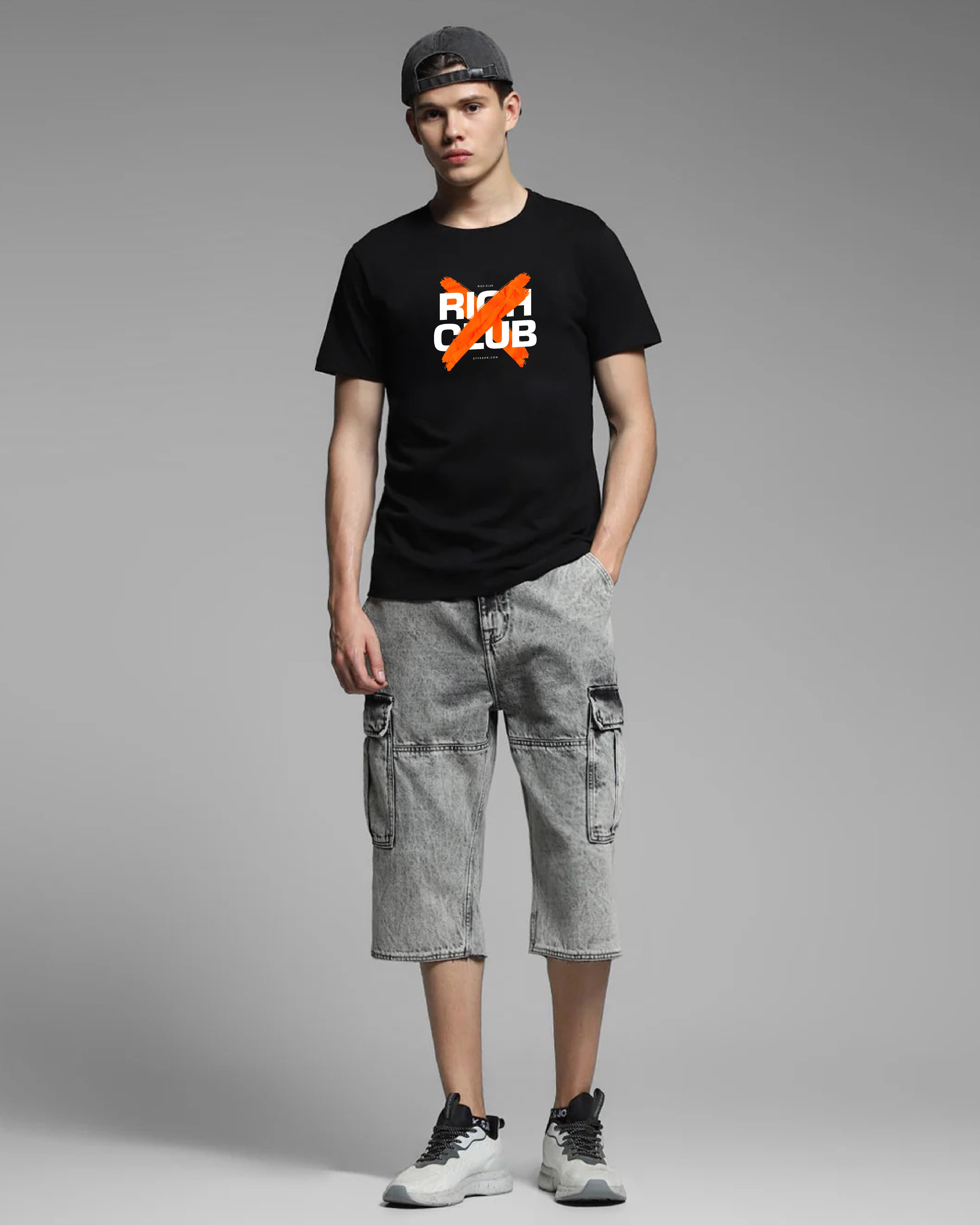 Rich Club Black Printed T-shirt Order Now