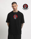Samurai Warrior Embroidery Black Oversized T-Shirt