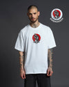 Samurai Warrior Embroidery White Oversized T-Shirt