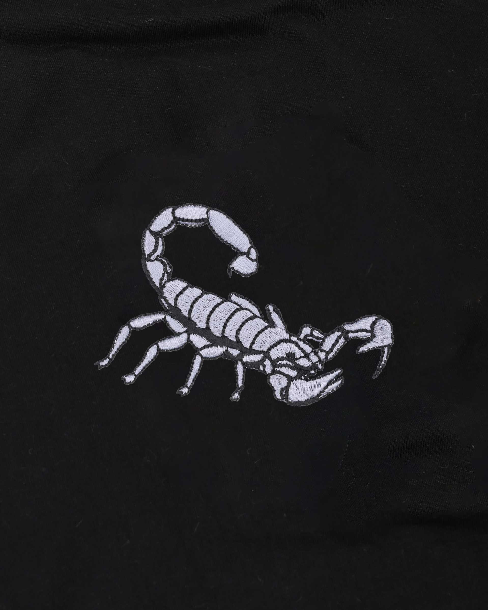 Scorpion Wildlife Embroidery Oversized Black T-Shirt