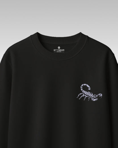 Scorpion Wildlife Embroidery Oversized Black T-Shirt