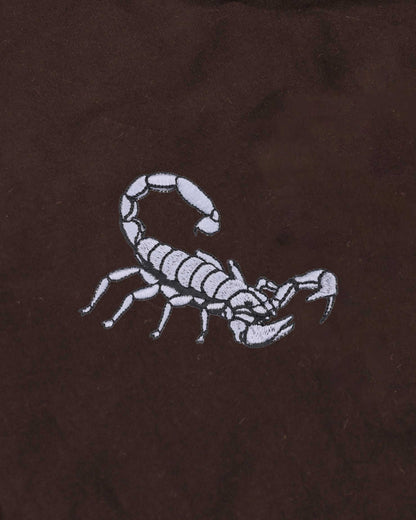 Scorpion Wildlife Embroidery Oversized Brown T-Shirt