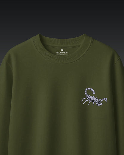 Scorpion Wildlife Embroidery Oversized Green T-Shirt