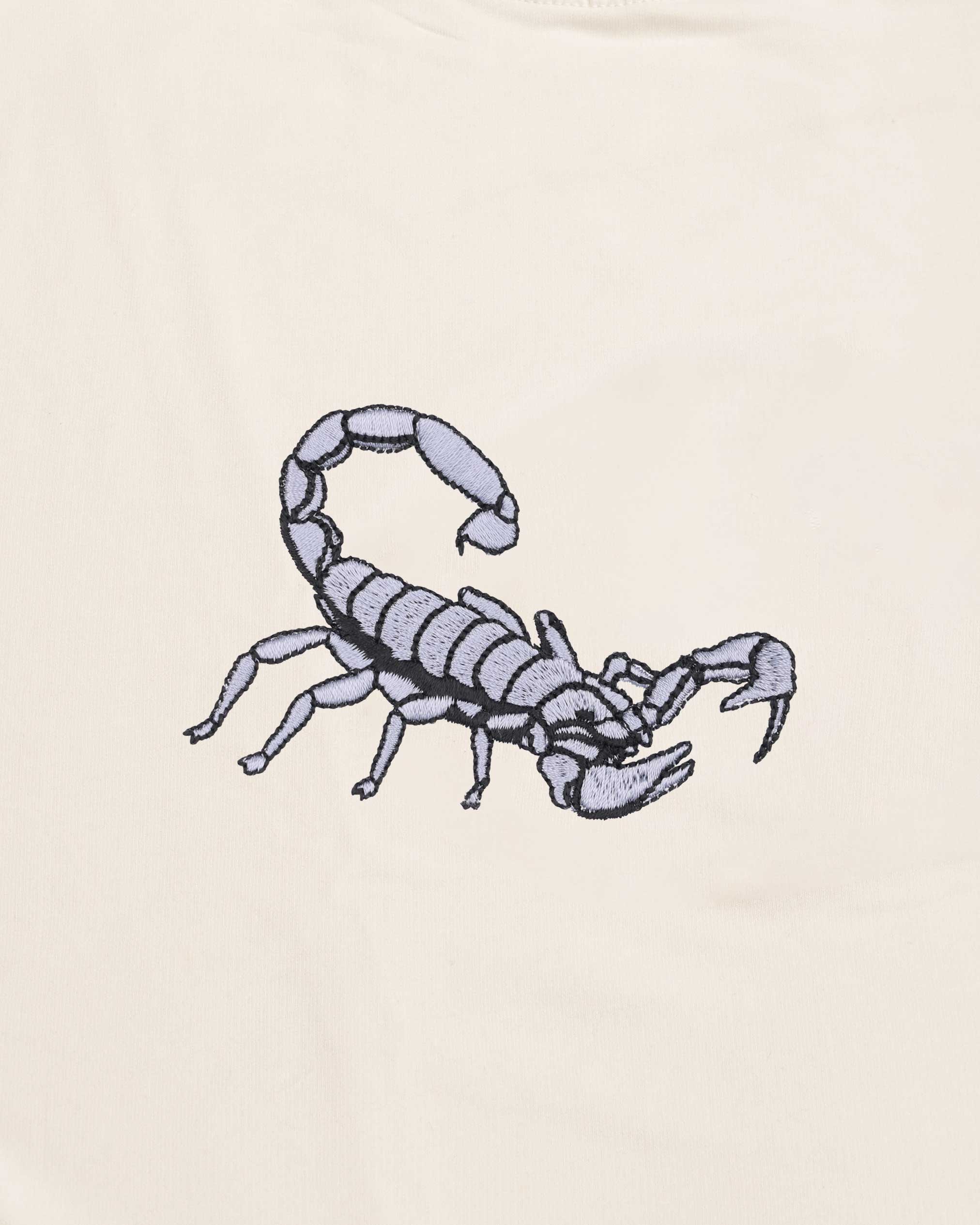 Scorpion Wildlife Embroidery Oversized Off-White T-Shirt