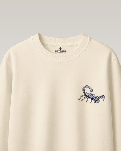 Scorpion Wildlife Embroidery Oversized Off-White T-Shirt