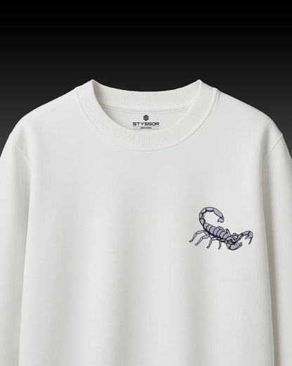 Scorpion Wildlife Embroidery Oversized White T-Shirt