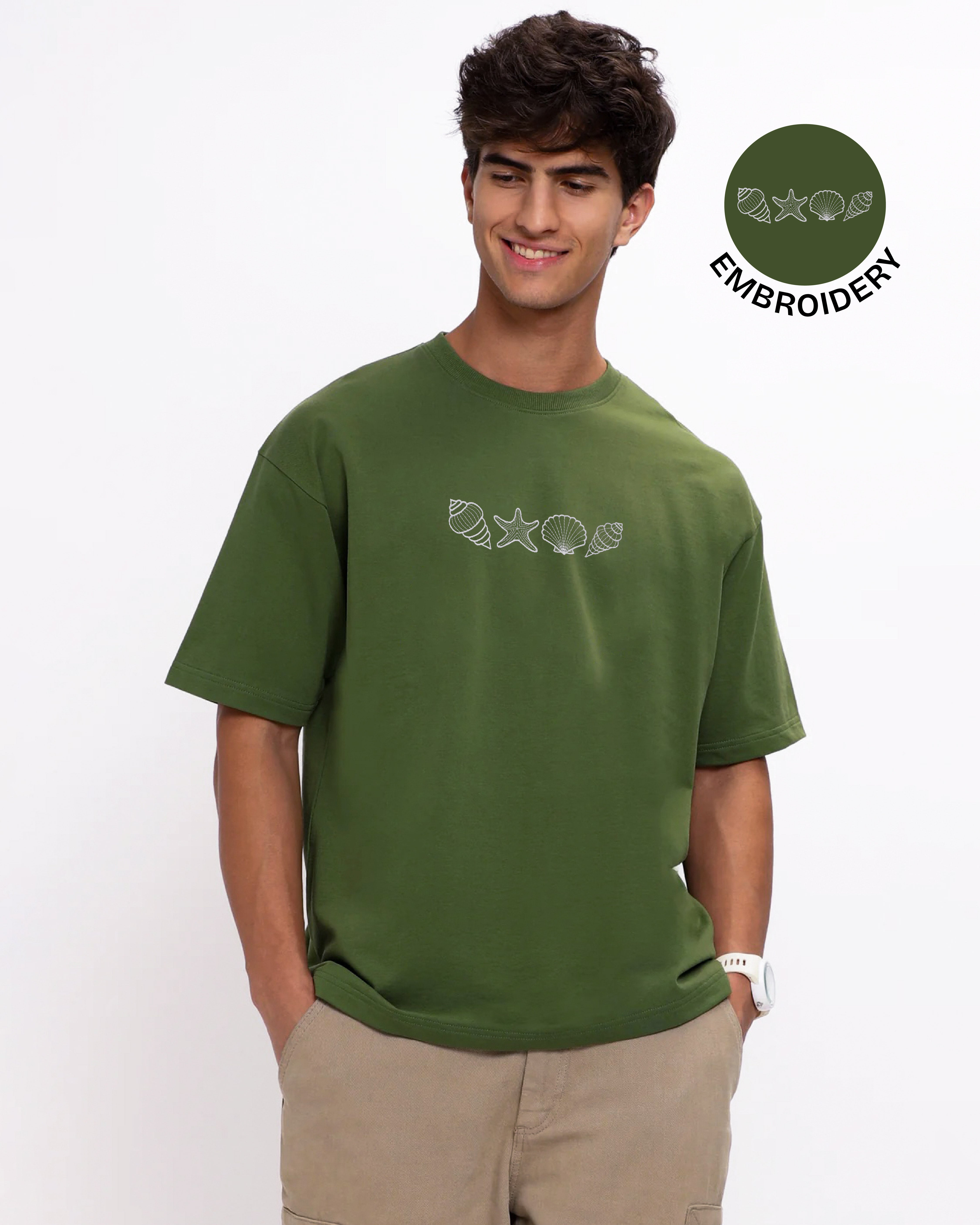Seashell Embroidery Oversized T-Shirt