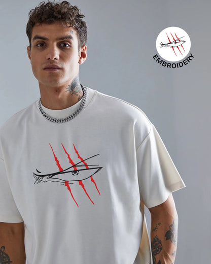 Shanks Embroidery White Oversized T-Shirt