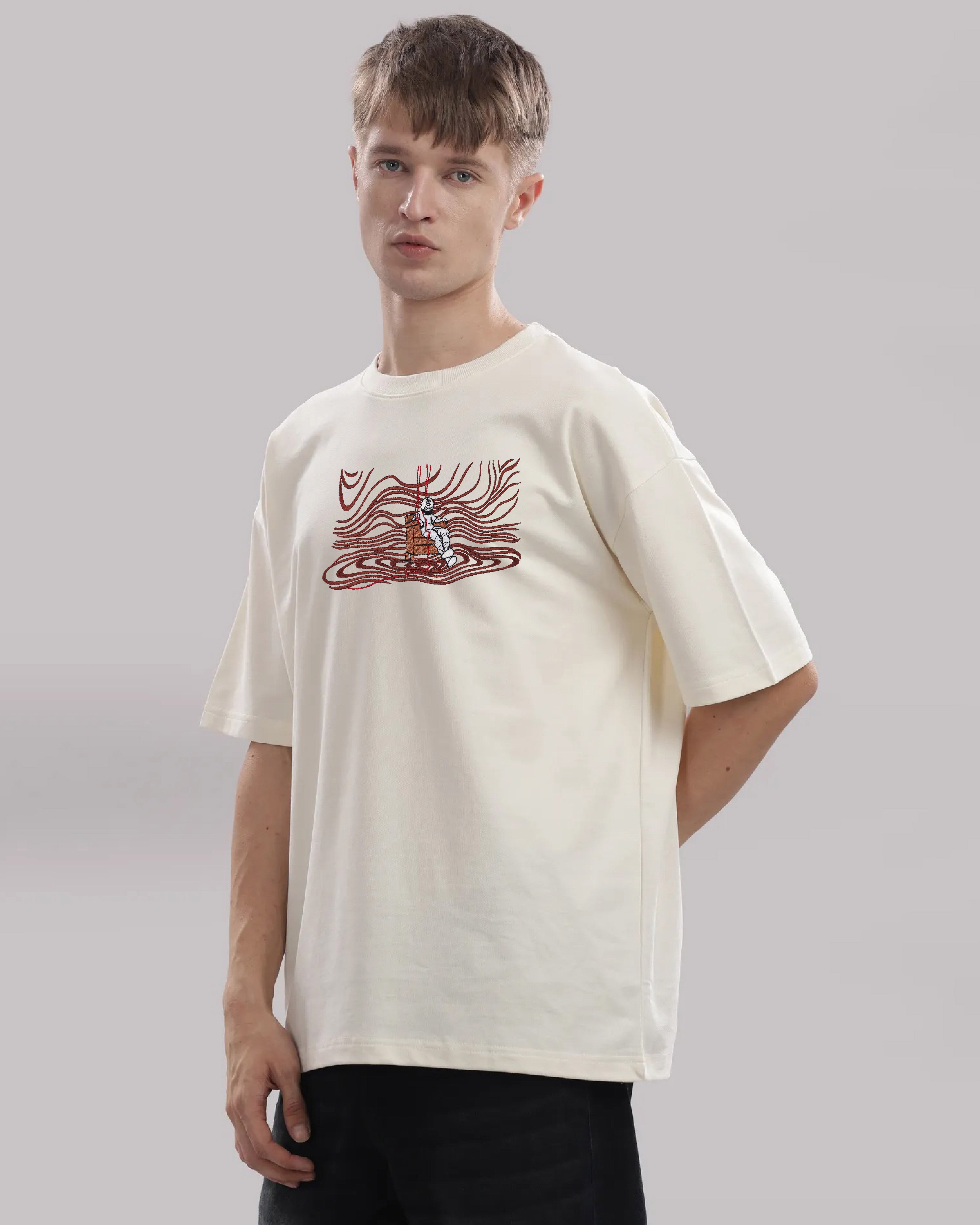 Simulation Reality Embroidery Off-White Oversized T-Shirt