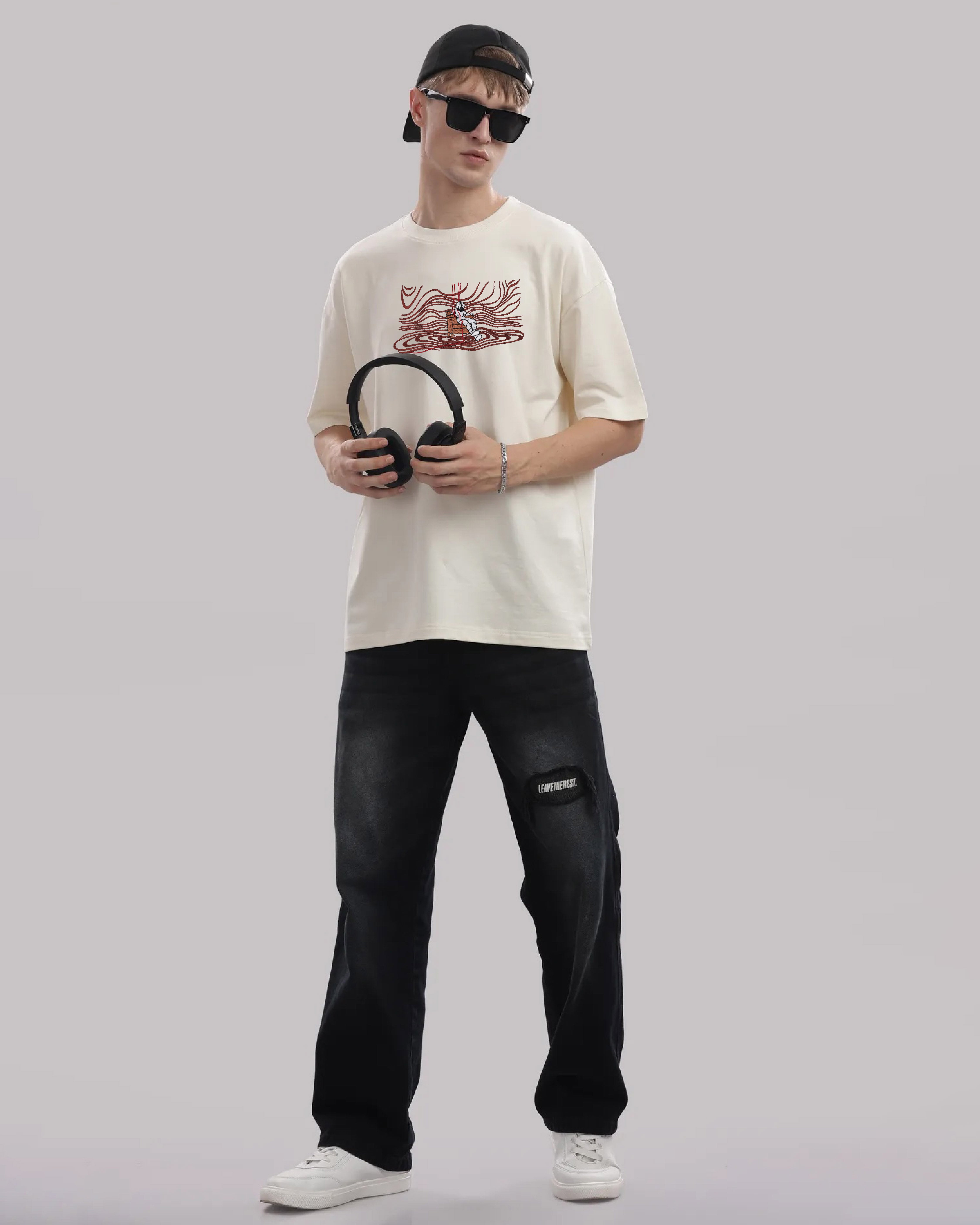 Simulation Reality Embroidery Off-White Oversized T-Shirt Order Now!