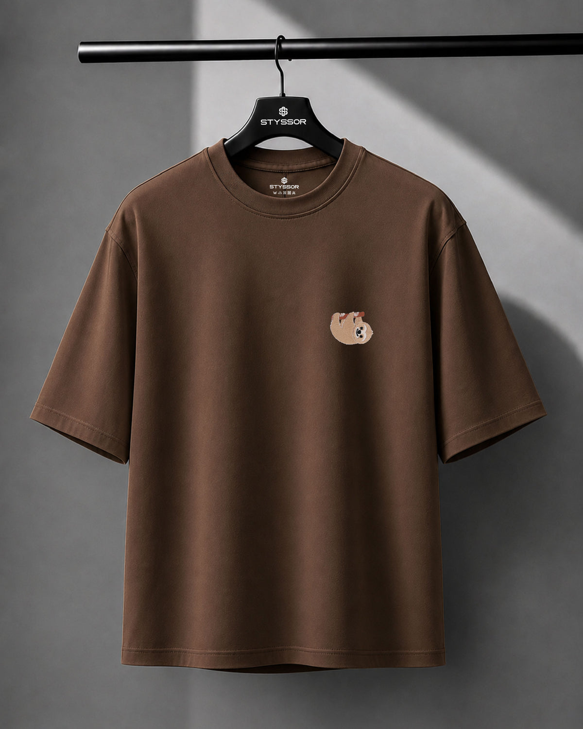 Sloth Wildlife Embroidery Oversized T-Shirt