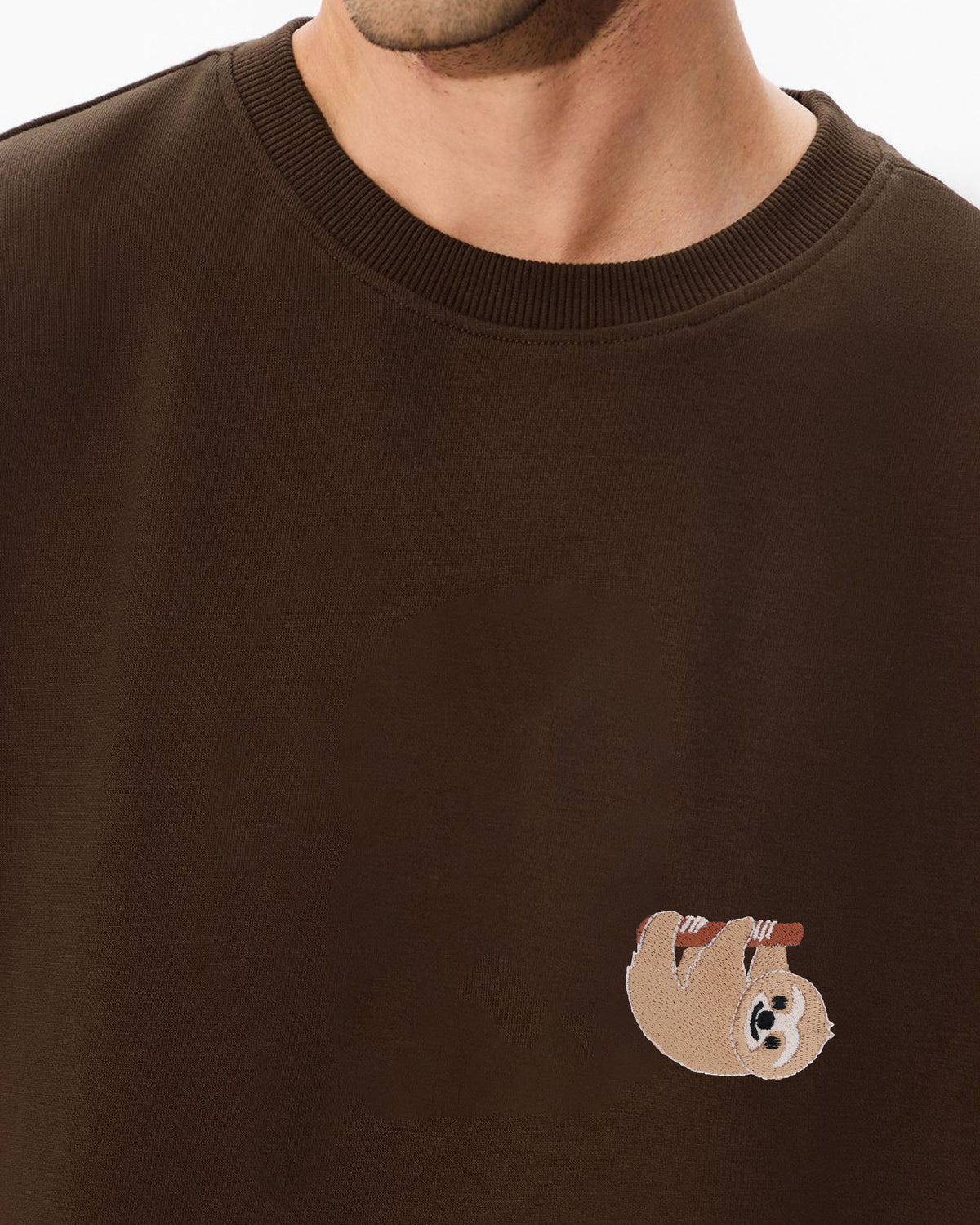 Sloth Wildlife Embroidery Oversized T-Shirt