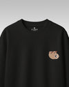 Sloth Wildlife Embroidery Oversized Black T-Shirt