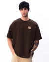 Sloth Wildlife Embroidery Oversized Brown T-Shirt